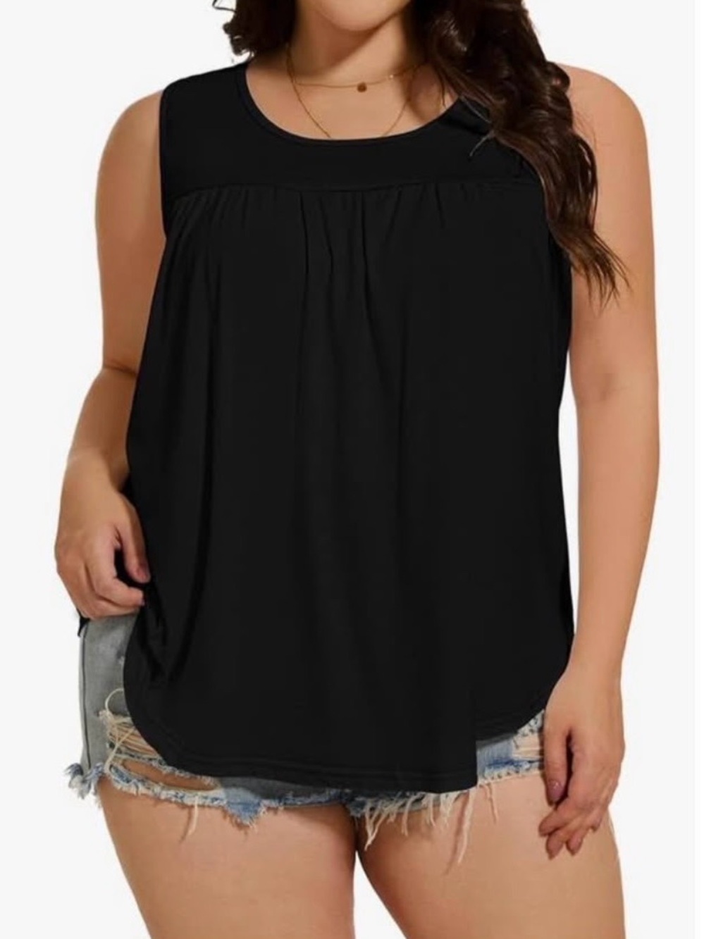 Plus Size Black Sleeveless Scoop Neck Top